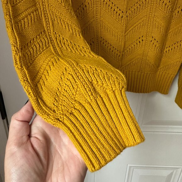 LOFT Pointelle Sweater with Puff Sleeves - Picture 4 of 4